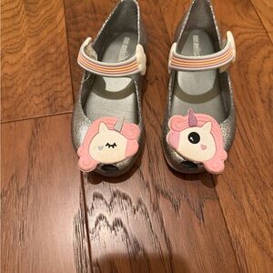 Mini Melissa Silver Unicorn Dress Shoes